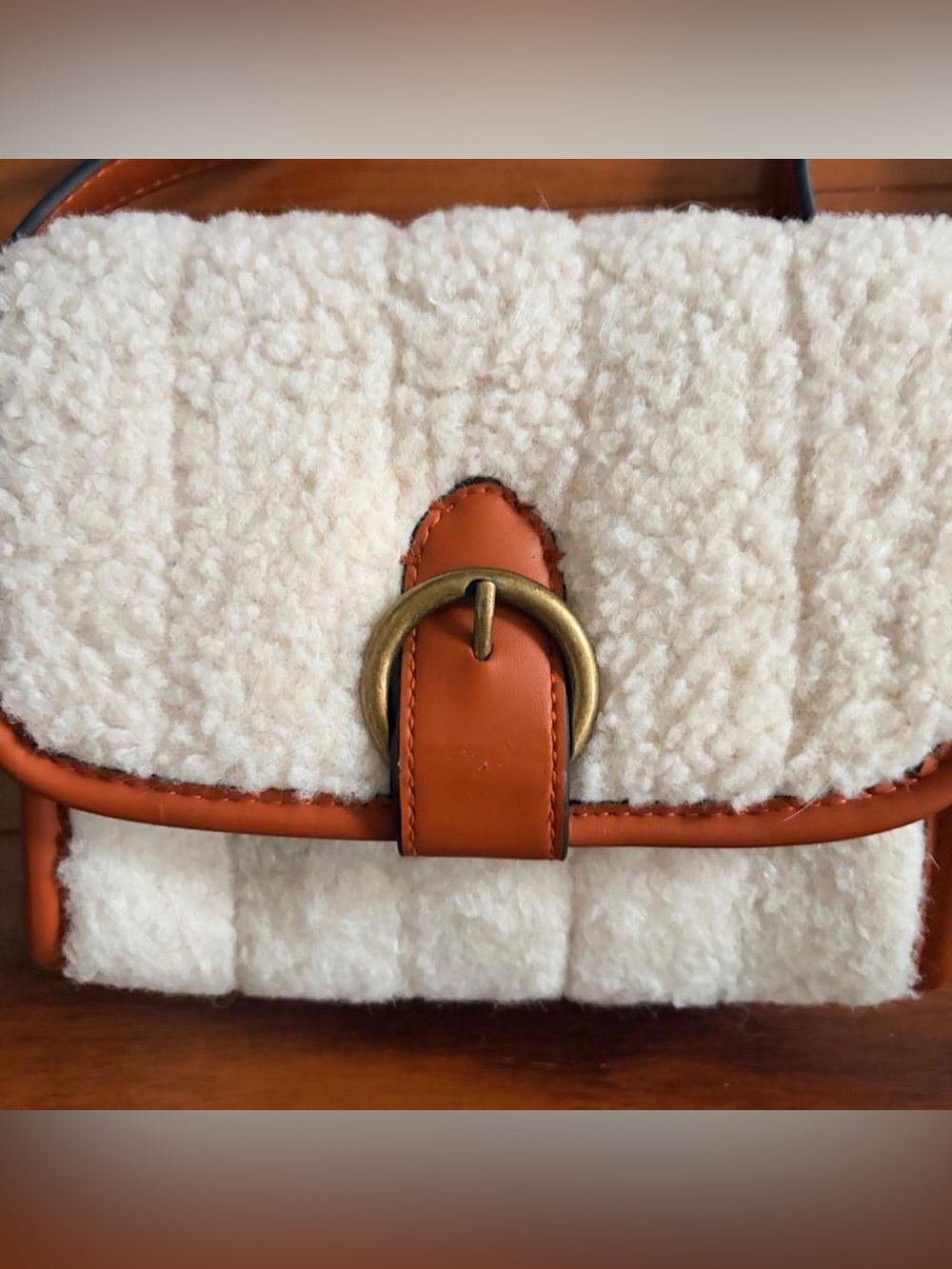 Universal Thread Cream Sherpa Crossbody with Tan Trim - Picture 2 of 6